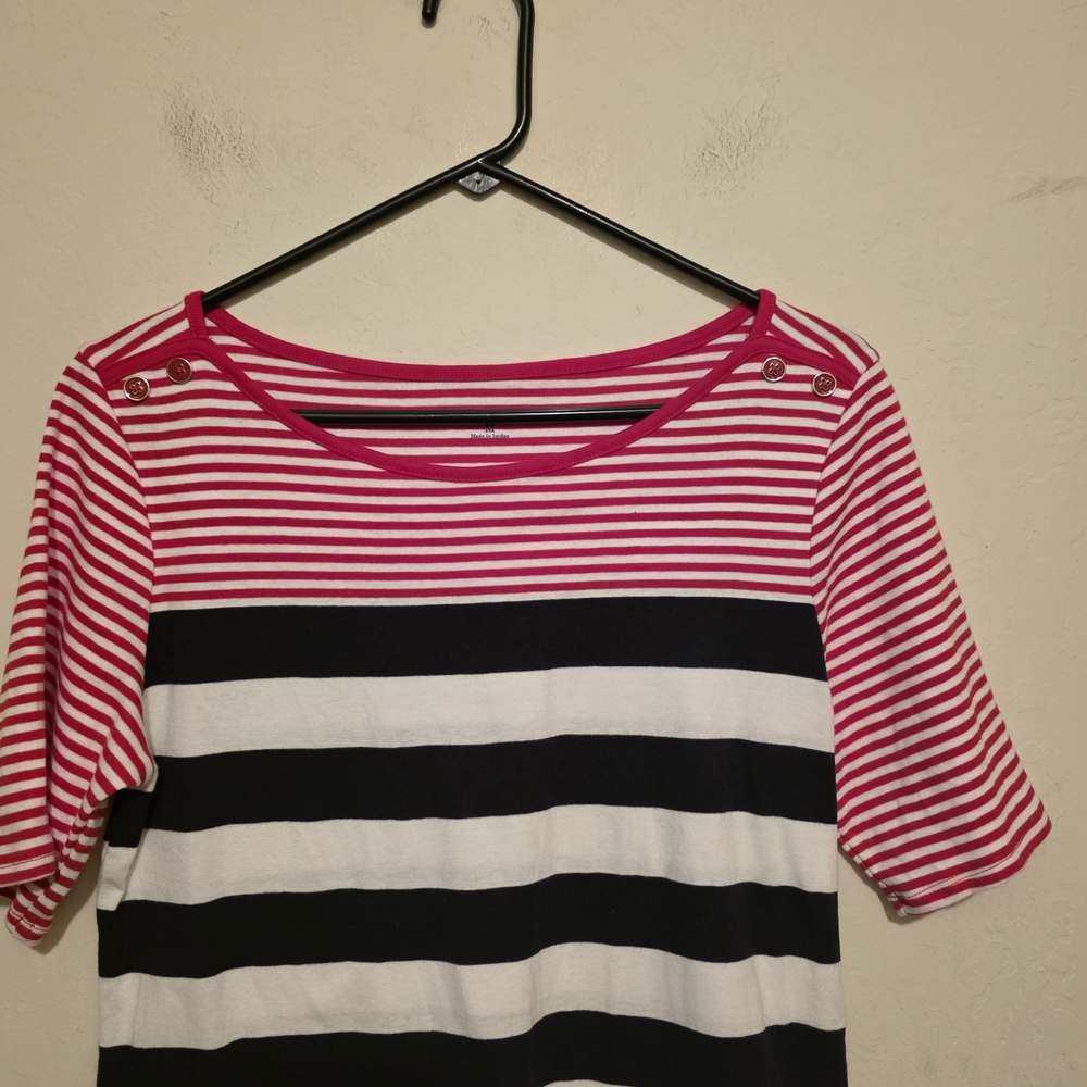 NWOT Croft & Barrow Red White And Blue Striped Short Sleeve Top Size Medium - Picture 7 of 7